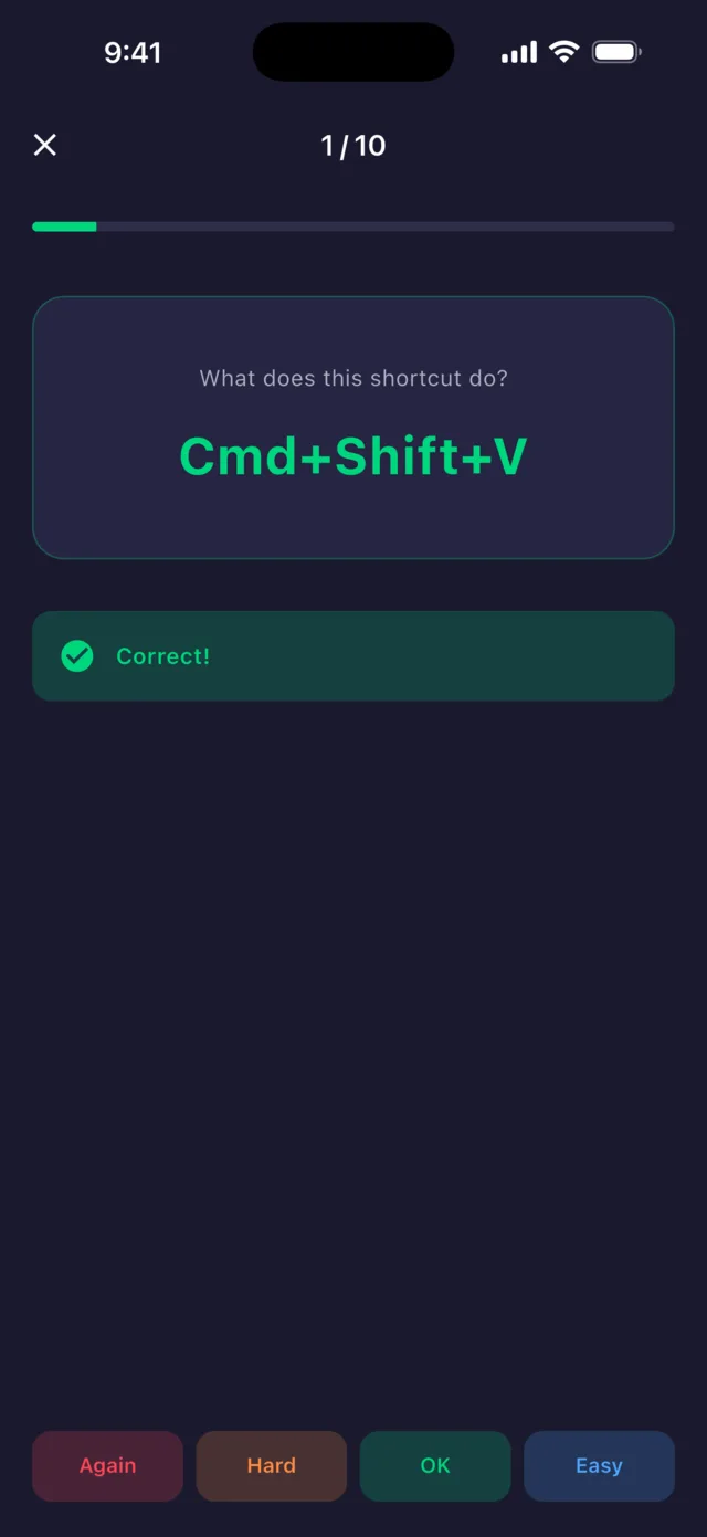 Quiz answer screen